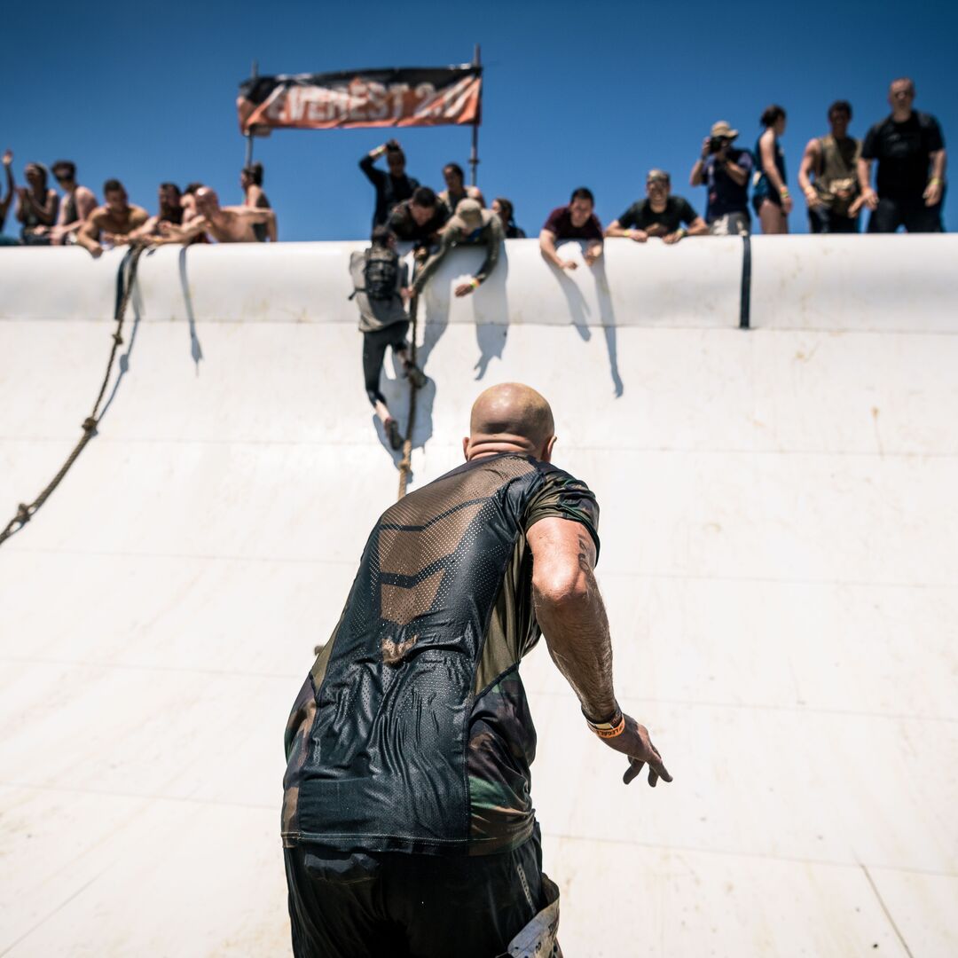 Participant preparing to jump on Everest