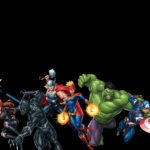 Marvel Heroes in a black background