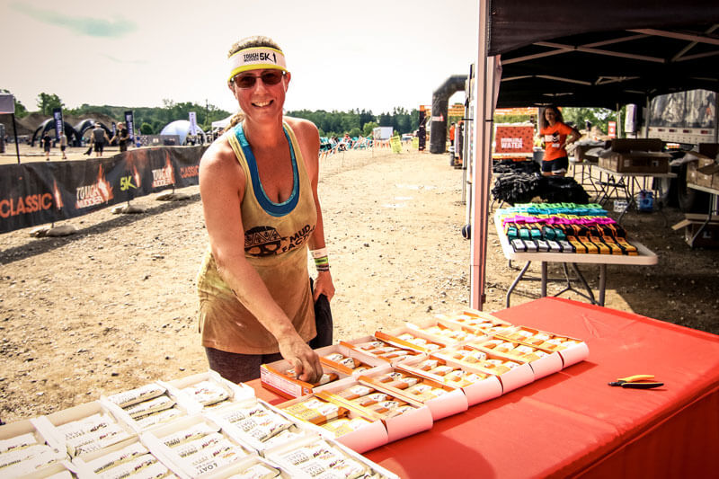 Woman participant getting one of the snack bars