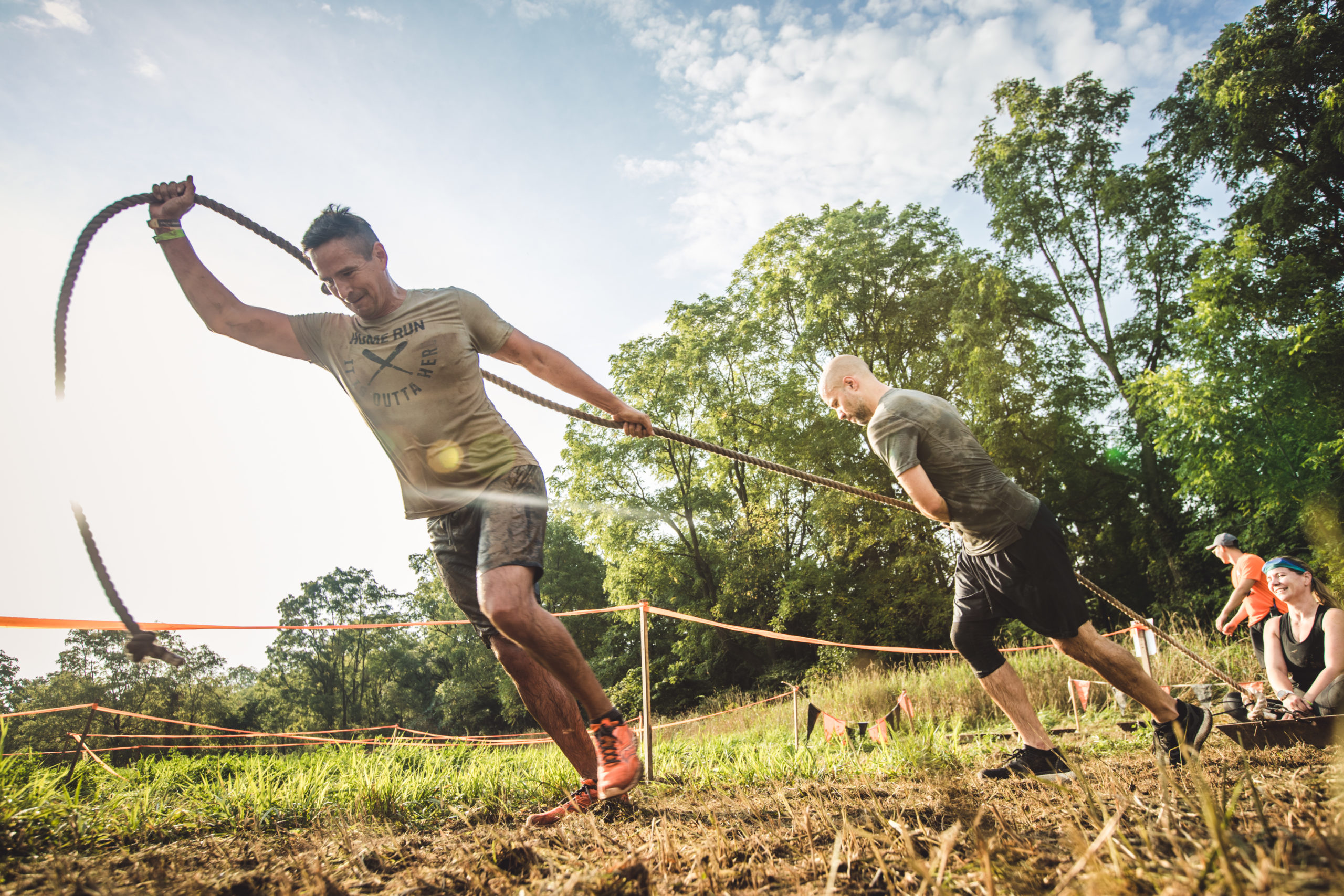 Participants tugging the rope